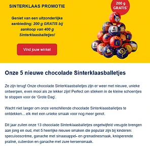 200 gram gratis bij aankoop vanaf 400 gram Sinterklaasballetjes bij leonidas