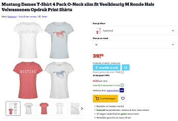 -44% verschillende packs Mustang dames t-shirts ✨