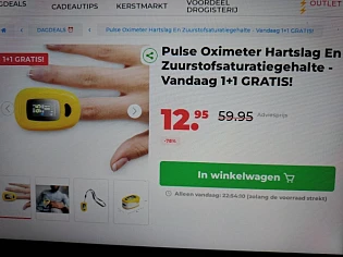 Pulse Oximeter Hartslag En Zuurstofsaturatiegehalte - Vandaag 1+1 GRATIS! -78%