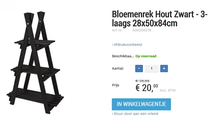 Zwart bloemenrek 🌼 50% korting