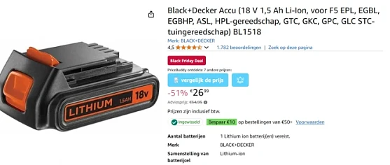 Black+Decker Accu BL1518