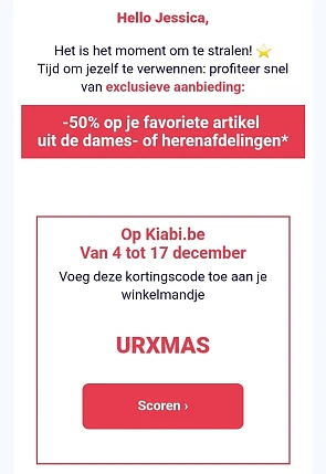 -50% op je favoriete artikel bij Kiabi