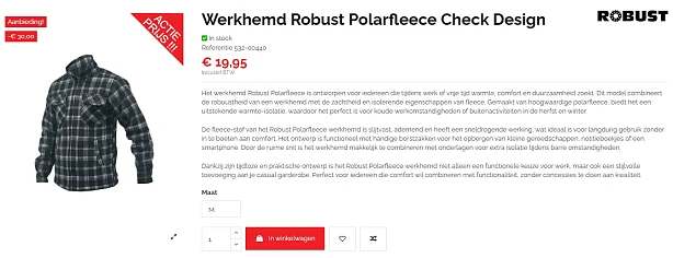 Werkhemd Robust Polarfleece Check Design