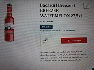 Bacardi Breezer 50% korting