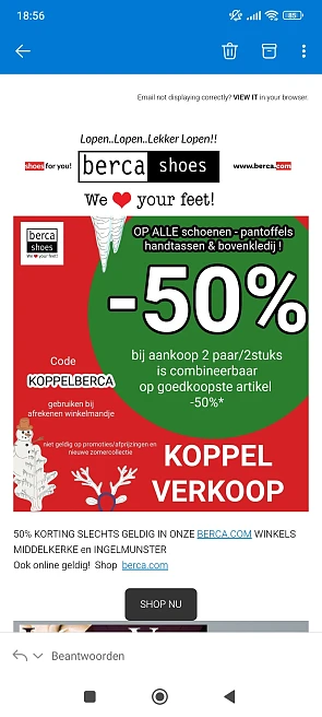 Koppelverkoop berca: -50% bij aankoop van 2 stuks