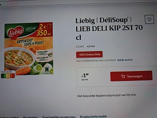 Delhaize online liebig deli soup kip 2x350ml -50%
