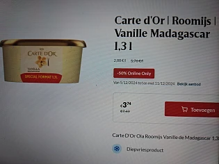 Delhaize online Carte d'or vanille madagastar 1,3L -50%