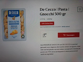 Delhaize online dd cecco pasta -50%