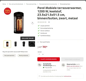 Perel Mobiele terrasverwarmer, 1200 W,