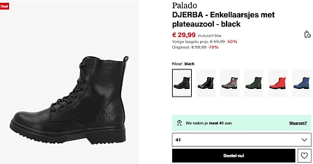 Enkellaarsjes met plateauzool, Zwart 🖤 Pallado nu 24,99€