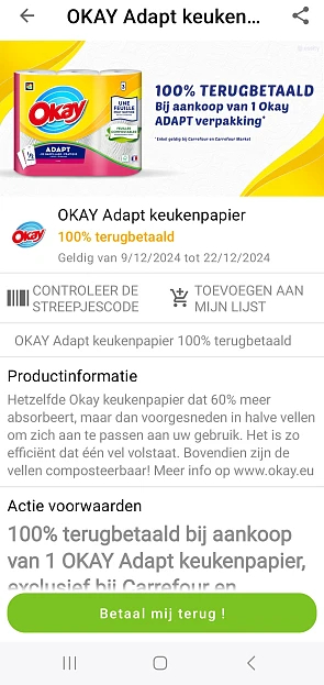 Myshopi 100% terugbetaald Okay keukenpapier