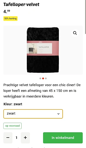 Velvet tafelloper 2,5€