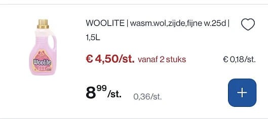 Woolite wasmiddel goedkoper
