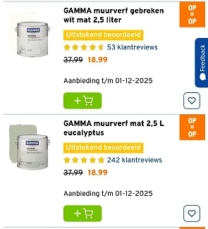 Gamma muurverf aan 50% korting