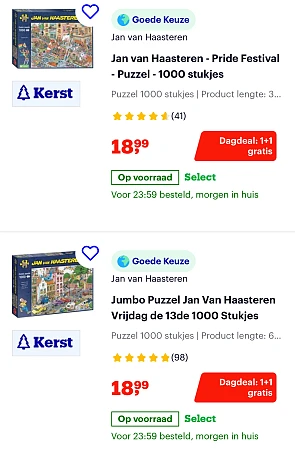 1+1 gratis op puzzels