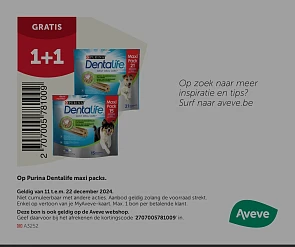1+1 gratis bij Aveve op Adventuros, Friskies, Dentalife, Felix, Gourmet