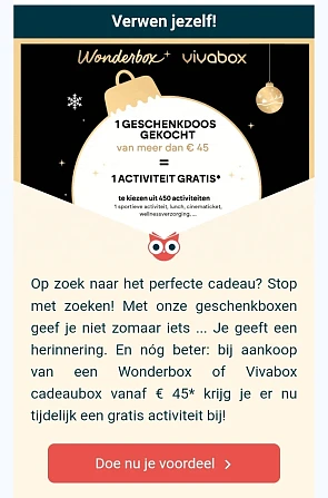 Gratis activiteit bij aankoop Wonderbox of Vivabox