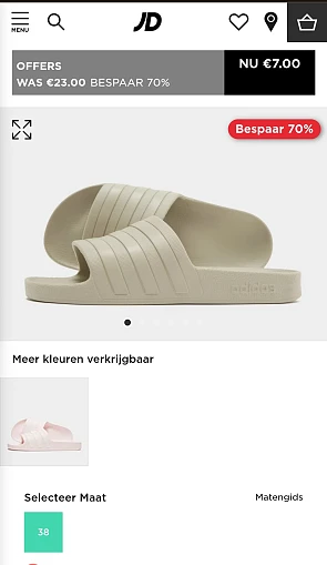 Adidas slippers maat 38