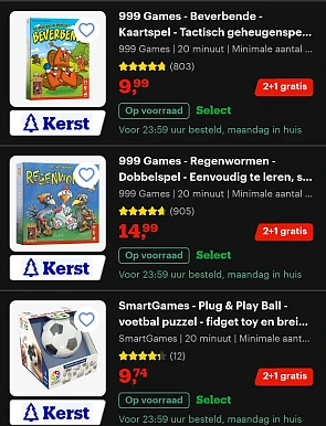 2+1 gratis op smartgames, 999 games, enz...