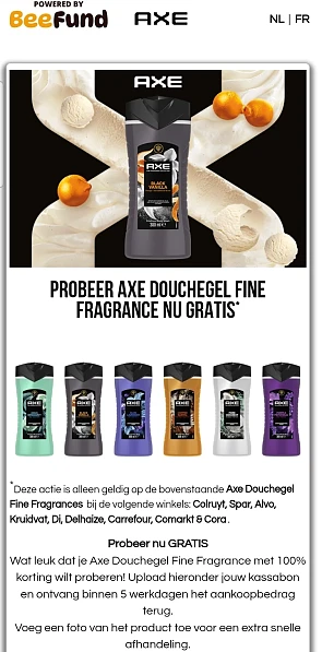 Probeer Axe Douchegel Fine Fragrance nu gratis