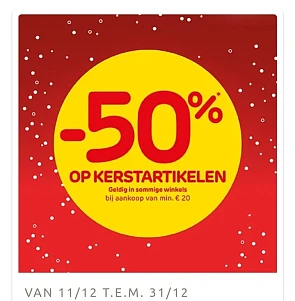 50% korting op kerstartikelen bij Brico