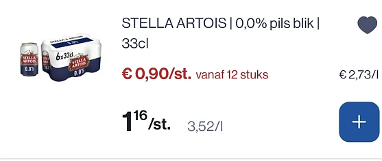 Stella artois blikjes goedkoper