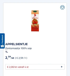 Collect&go APPELSIENTJE Zontomaatje 100% sap 1L