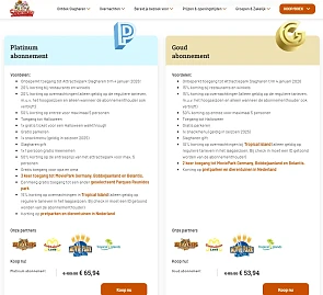 Abonnement Slagharen Goud abonnement of Platinum abonnement 40%