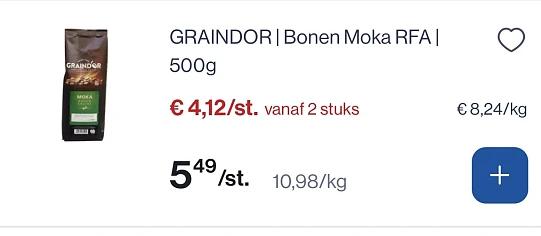 Koffiebonen graindor Moka goedkoper