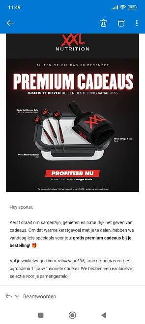 Gratis geschenk naar keuze bij aankoop vanaf €35 bij xxl nutrition