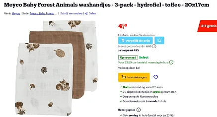 hoge korting en 3+1 gratis op baby items bij Bol