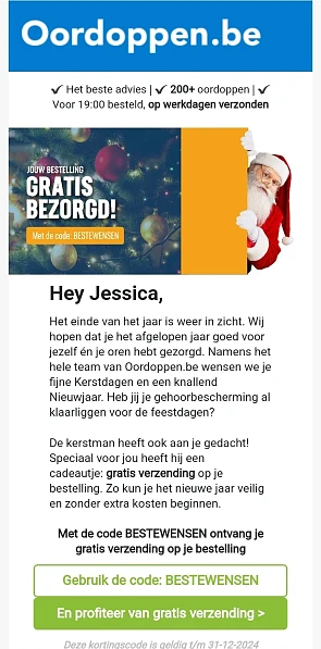 Gratis verzending oordoppen.be