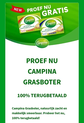 CAMPINA GRASBOTER 100% TERUGBETAALD