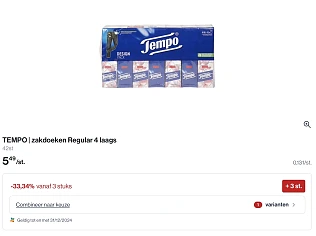 Tempo zakdoekjes goedkoper