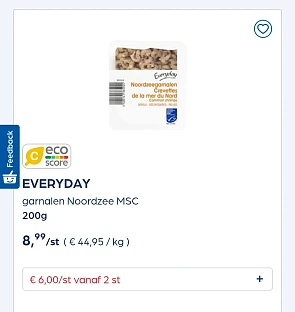 Collect&go EVERYDAY garnalen Noordzee MSC 200g