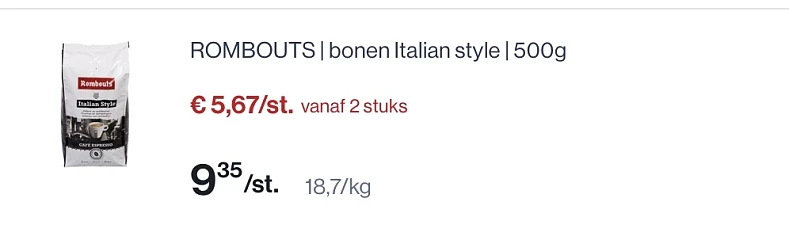 Rombouts koffiebonen goedkoper