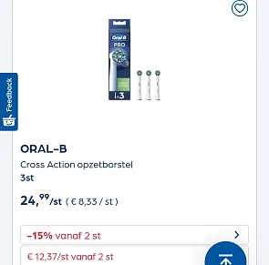 Collect&go ORAL-B Cross Action opzetborstel 3st