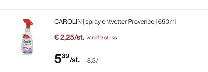 Carolin spray ontvetter goedkoper