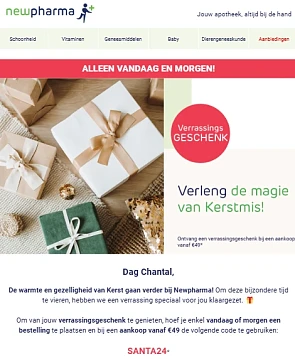 Verrassing bij aankoop vanaf €49 bij newpharma