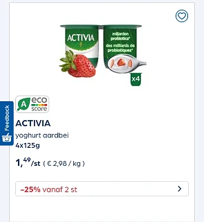 Collect&go activia yoghurt 4x125g