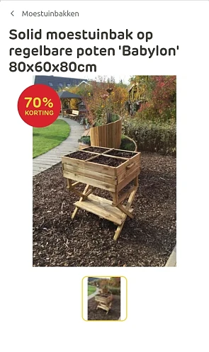 Solid moestuinbak op regelbare poten 'Babylon'