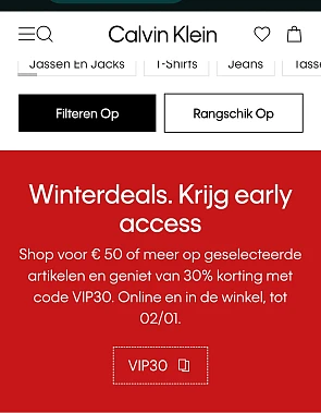 Cakvin klein winterdeals 30%