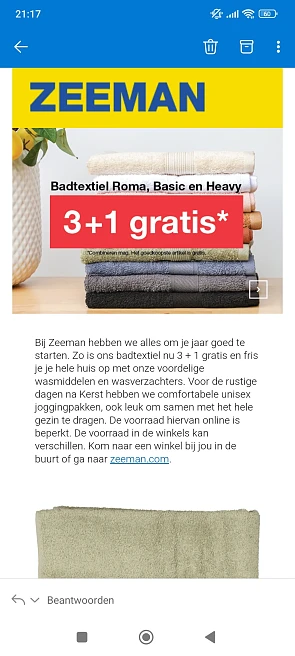 3+1 op bedtextiel bij zeeman
