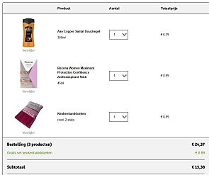 Gratis Rexona deo + Axe douchegel + set keukenhanddoeken 🧼