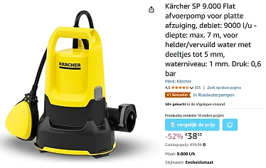 Kärcher SP 9.000 Flat dompelpomp voor slechts €38,53 bij Amazon BE