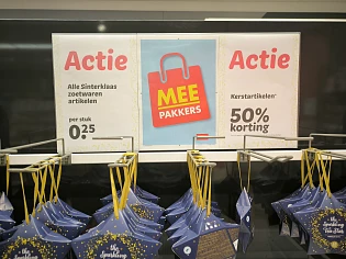 Sinterklaas zoetwaren aan 0,25€ en kerstartikelen aan 50% korting