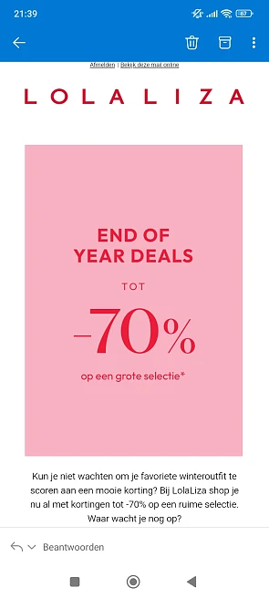 Tot -70% bij lolaliza