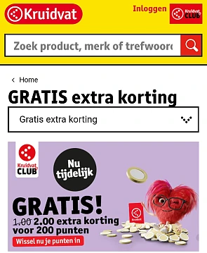 Kruidvat punten €2 korting