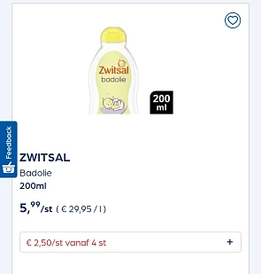Collect&Go 👶 ZWITSAL Badolie, 200ml goedkoop
