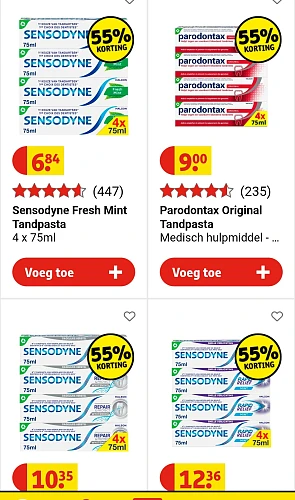 Kruidvat Sensodyne en Parodontax 55%